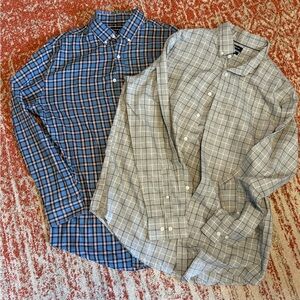 SET OF 2 Croft & Barrow Men's Checkered Button-Down Shirts - Blue and Gray
